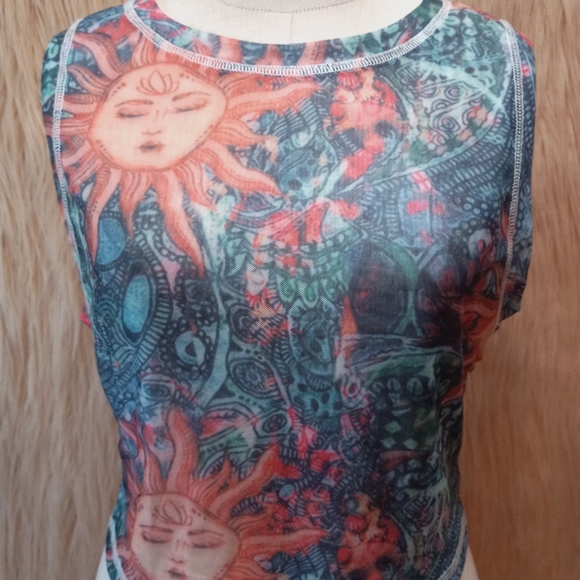 SHEIN Sun Graphic 🌞 Print Mesh Tank - Picture 1 of 6